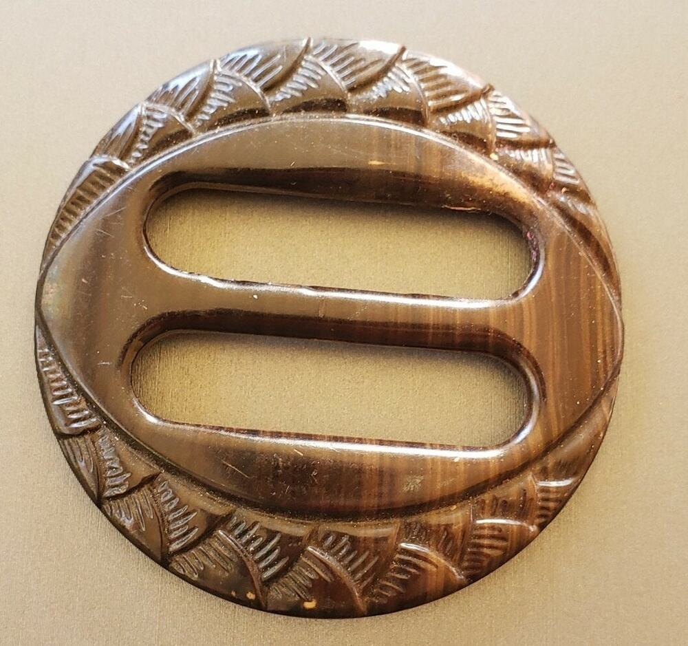 Early Molded Plastic Belt / Sash Buckle 1930s Vintage Accessory acc-‎